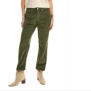 Current/Elliott Boy Genius Crop Ribbed Courderoy Vintage Dark Moss Green Size 26